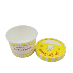 Double PE Coated Yogurt Cups Recyclable Paper Tubs Ice Cream Packaging with Lid