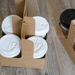 Two Cups Four Cups Kraft Paper Cup Holder Take Away Coffee