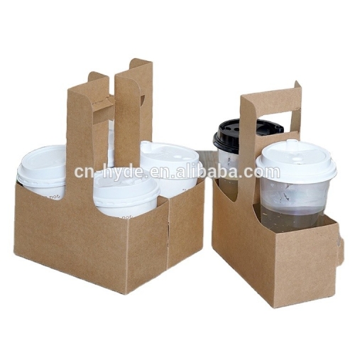 Two Cups Four Cups Kraft Paper Cup Holder Take Away Coffee