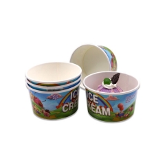 8OZ Custom Double PE Coated Eco Friendly Ice Cream Packaging Containers With Lid