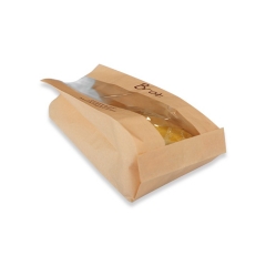 Custom Manufacturer Direct Bread Packaging Paper Bag with Clear Window