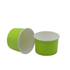 Logo Printed PLA Disposable Paper Ice Cream Cups with Paper / Plastic Lids