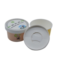 Ice Cream Cup Disposable double pe Ice Cream Paper Cup with lid