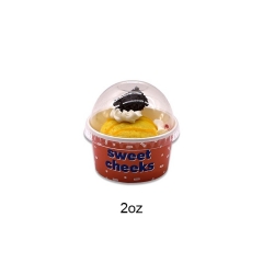 အစားအစာအရည်အသွေးသတ်မှတ်ချက် စိတ်ကြိုက်ပြုလုပ်ထားသော 2OZ တစ်ခါသုံးစက္ကူရေခဲမုန့်ခွက်များကို အဖုံးနှင့် ဇွန်း