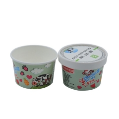 Custom printed disposable ice cream paper cup with lid