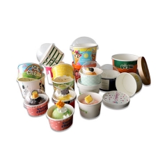 Envase de helado compostable de diseño personalizado 6.5OZ con cuchara