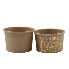 Conteneur de crème glacée en papier kraft personnalisé avec couvercle compostable de tasse de yaourt