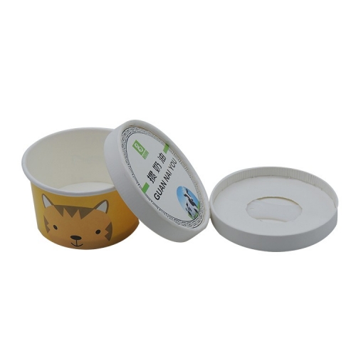 Ice Cream Cup Disposable double pe Ice Cream Paper Cup with lid