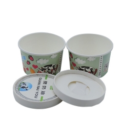 Taza de papel de helado desechable impresa personalizada con tapa