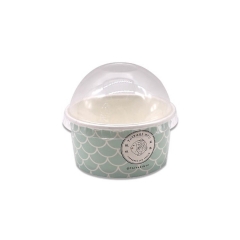 Bicchiere di carta per gelato biodegradabile monouso con logo personalizzato 4OZ all'ingrosso con coperchio