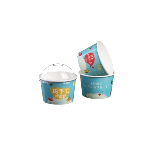 Gobelet en papier à crème glacée 3 5 oz avec couvercle et cuillère