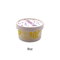 6OZ Ddisposable Custom Size Logo Biodegradable Ice Cream Paper Cup with Lid
