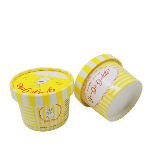 ढक्कन के साथ पीला अनुकूलित डिजाइन स्नोफ्लेक आइस क्रीम पेपर कप