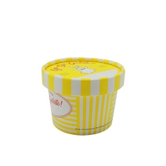 Double PE Coated Yogurt Cups Recyclable Paper Tubs Ice Cream Packaging with Lid