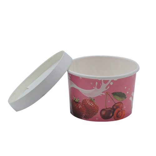 Different Sizes of Ice Cream Paper Cup with Lids and Spoons