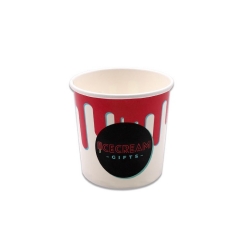 Custom Frozen Yogurt Cup 12OZ Logo Print Ice Cream Paper Cup Packaging with Lid