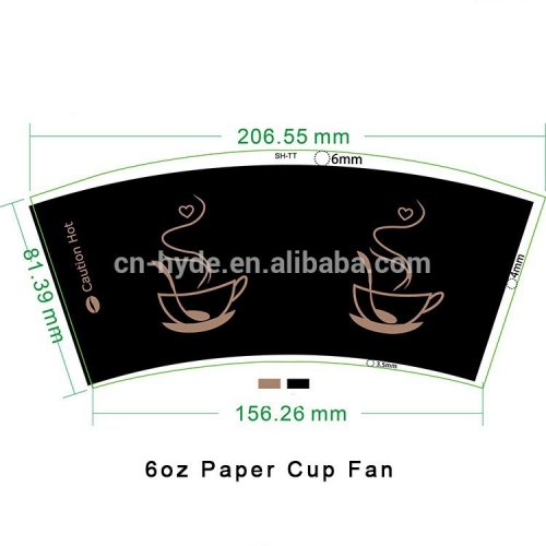 taza de papel cubierta de pe ventilador de taza de papel desechable de tamaño personalizado
