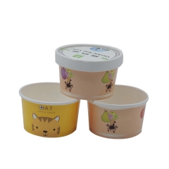 Tasse de crème glacée jetable double pe Tasse de papier de crème glacée avec couvercle