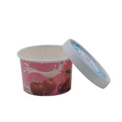 disposable take away personalized Ice cream paper cup with lids and spoon