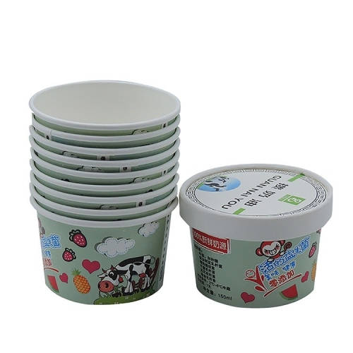 Envase de papel disponible modificado para requisitos particulares del helado de la taza del batido del logotipo con la tapa