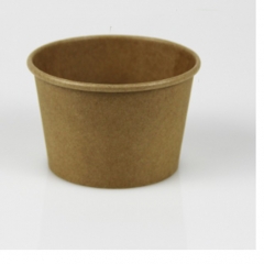 Kraft Paper Ice Cream Cup With Dome Plastic Lid