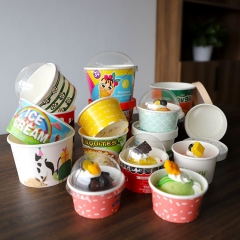 Vaso de papel desechable para helado con tapas de papel