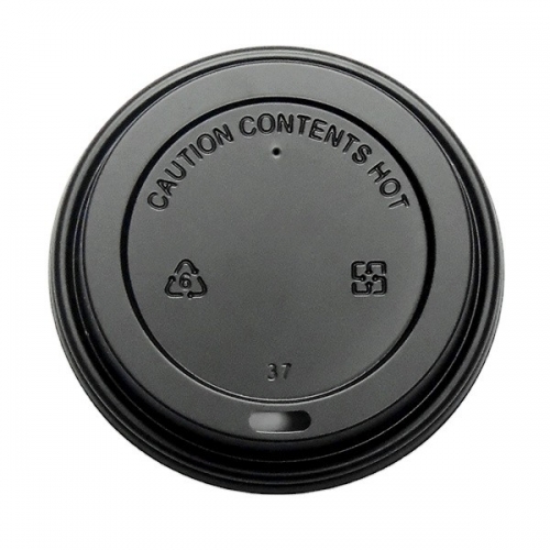 Black plastic lid for hot drink paper cup