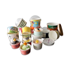 2021 Custom Logo Printed Disposable Paper Frozen Yogurt Cup with Lid Cover