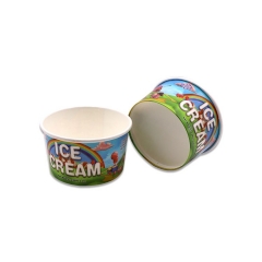 8OZ Custom Double PE Coated Eco Friendly Ice Cream Packaging Containers With Lid