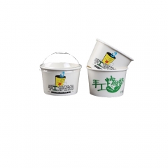 Bicchiere di carta gelato monouso take away personalizzato con coperchi e cucchiaio