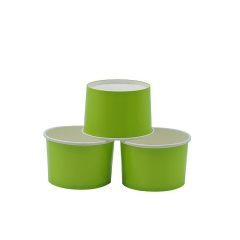 Logo Printed PLA Disposable Paper Ice Cream Cups with Paper / Plastic Lids