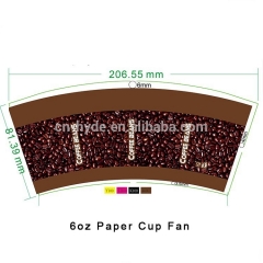 6OZ Paper Cup Fan PE Coated With Custom Printed