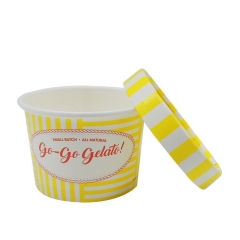 Copo de papel amarelo para sorvete de floco de neve com tampa e design personalizado