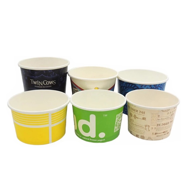 Ice Cream Paper Cup Container with Lid Spoon