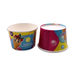 Tasse jetable de crème glacée de papier de revêtement de PE de yogourt glacé d'impression faite sur commande