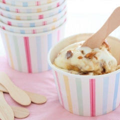 Vaso de papel de helado personalizado para llevar desechable con tapas y cuchara