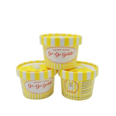 Taza de papel modificada para requisitos particulares amarillo del helado del copo de nieve del diseño con las tapas