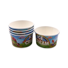 Recipientes de embalagem de sorvete ecologicamente corretos revestidos de PE duplo personalizado 8OZ com tampa