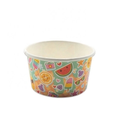 Custom Printed Biodegradable Ice Cream Paper Cup wih Lid