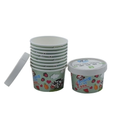 Bicchiere di carta per gelato usa e getta stampato personalizzato con coperchio