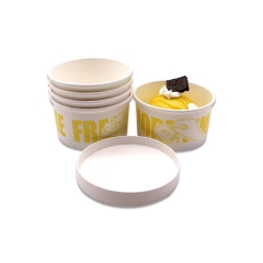 2021 Custom Logo Printed Disposable Paper Frozen Yogurt Cup with Lid Cover