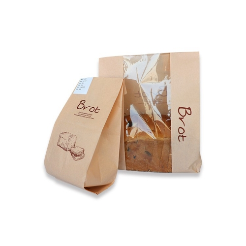 Manufacturer Bakery Brown Kraft Bread Packaging Paper Bags With Plastic Window