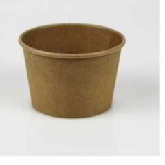 Kraft Paper Ice Cream Cup With Dome Plastic Lid