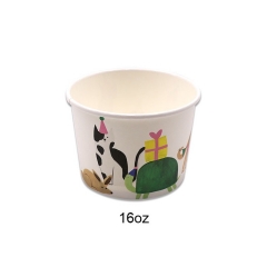 Verano 2021 Logotipo personalizado Vasos de papel biodegradables para helado 16OZ con tapas