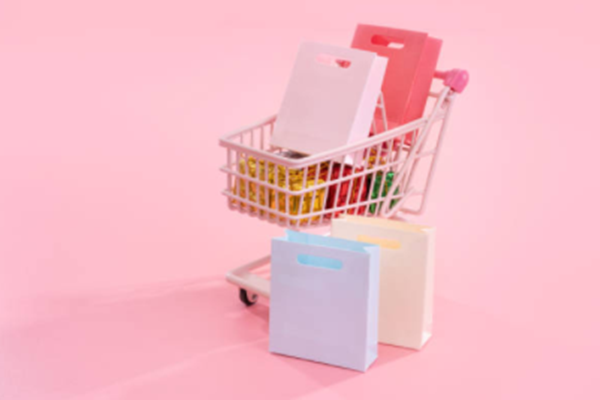 Use light pink paper bags instead of plastic bags for your business