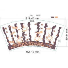 Les ventilateurs de papier de tasse de thé enduits par PE d'impression de Flexo de catégorie comestible de matière première de tasse de papier