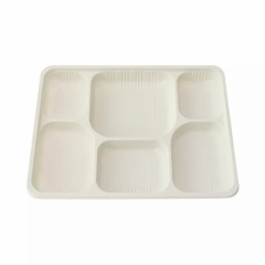 Custom Microwaveable Packaging Biodegradable Food Containers 6 Compartment Biodegradable Cornstarch Trays