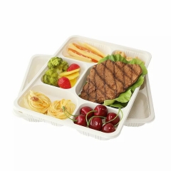 Custom Microwaveable Packaging Biodegradable Food Containers 6 Compartment Biodegradable Cornstarch Trays