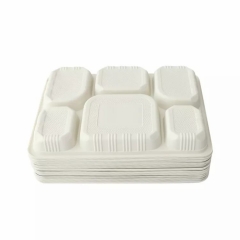 Custom Microwaveable Packaging Biodegradable Food Containers 6 Compartment Biodegradable Cornstarch Trays