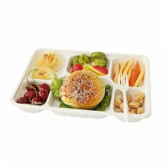 Custom Microwaveable Packaging Biodegradable Food Containers 6 Compartment Biodegradable Cornstarch Trays